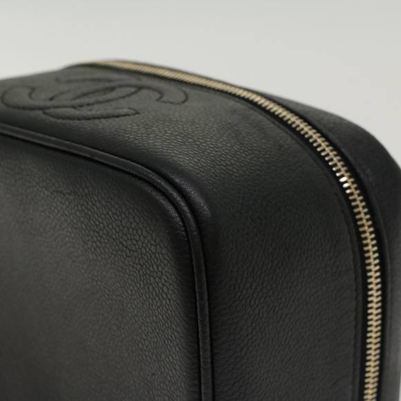 CHANEL Vanity Cosmetic Pouch Caviar Skin Black CC Auth bs6497 - Picture 10 of 16